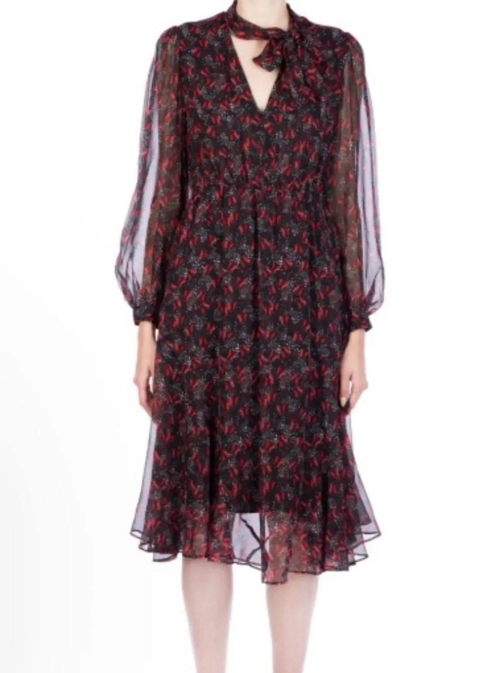Pinko 100% silk dress with scarf NWOT Size US 2